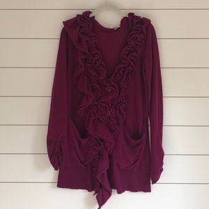 Anthropologie Ruffle Front Cardigan